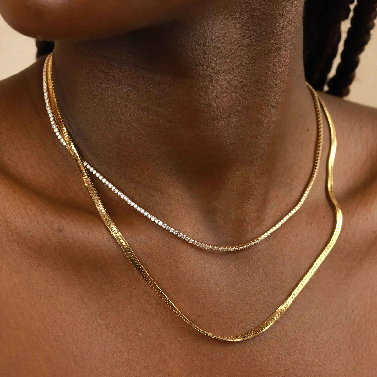 Tennis Chain Necklace in Gold