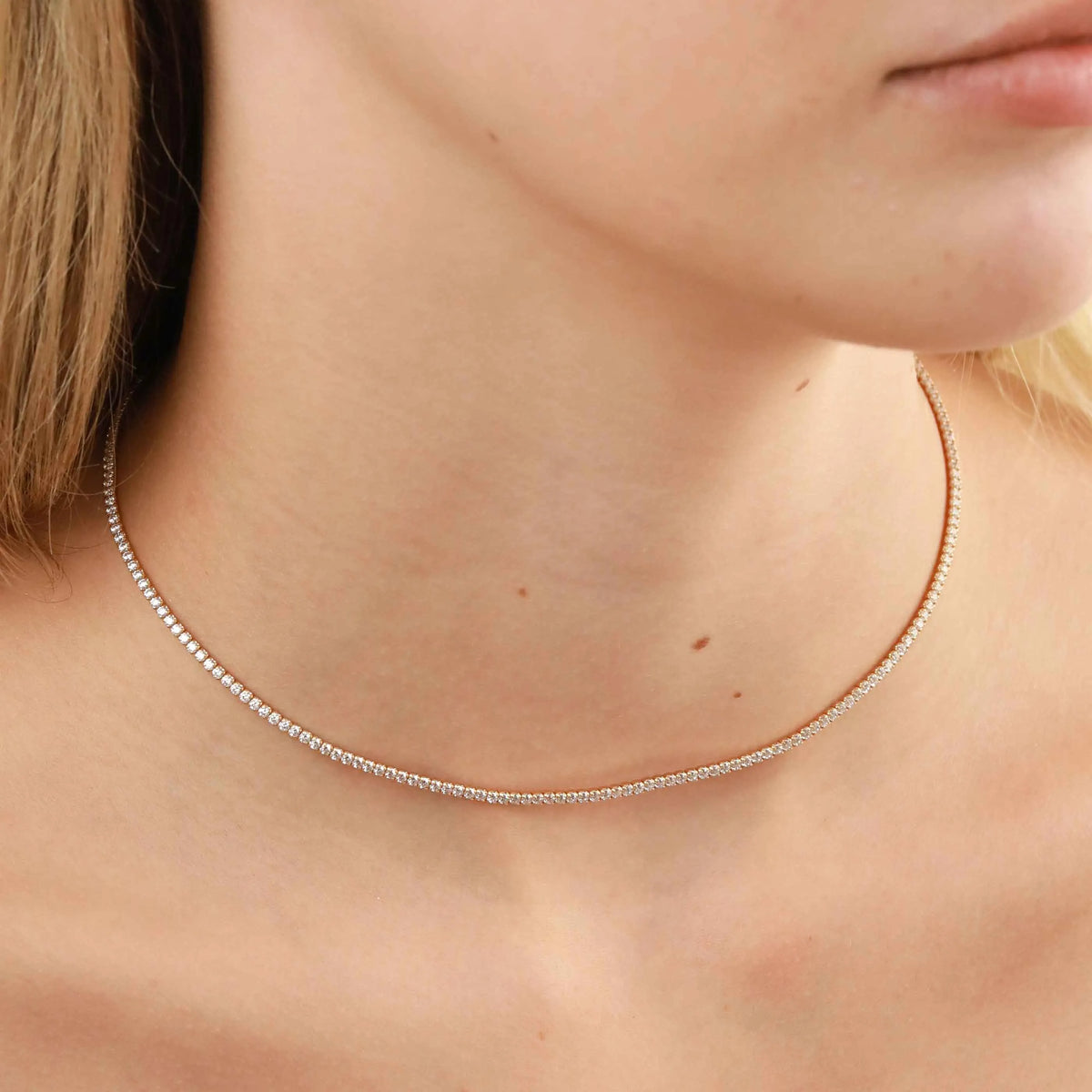 Tennis Chain Necklace in Gold