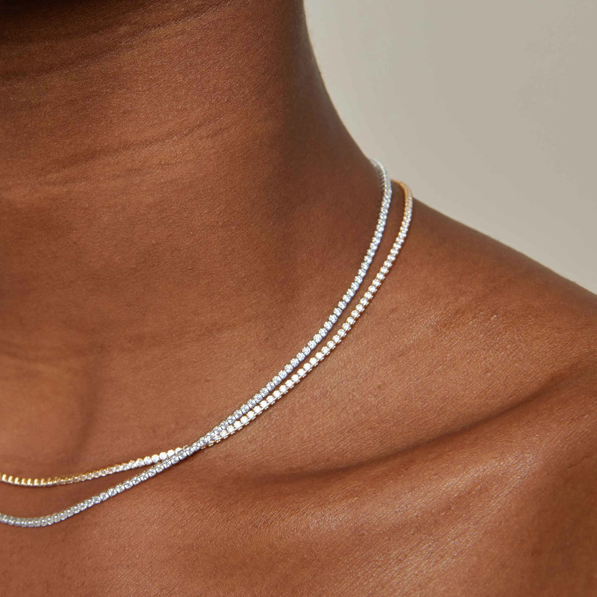 Tennis Chain Necklace in Gold