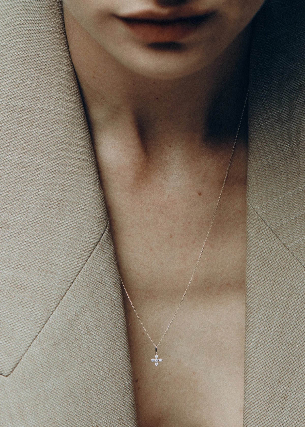 Tiny Diamond Cross Pendant