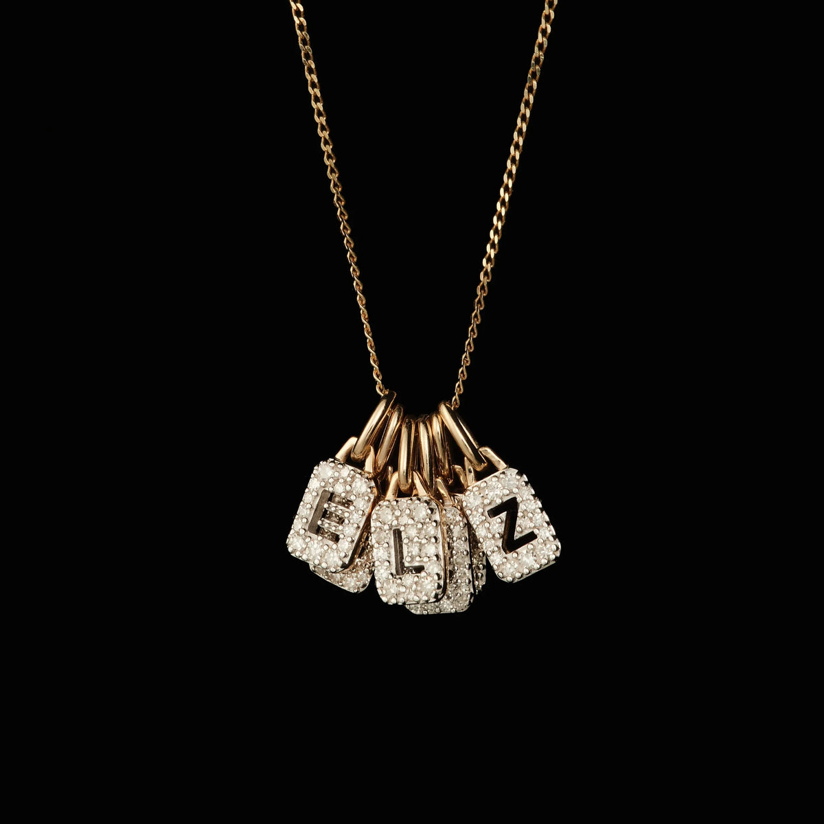 Tiny Diamond Initial Tag Pendant