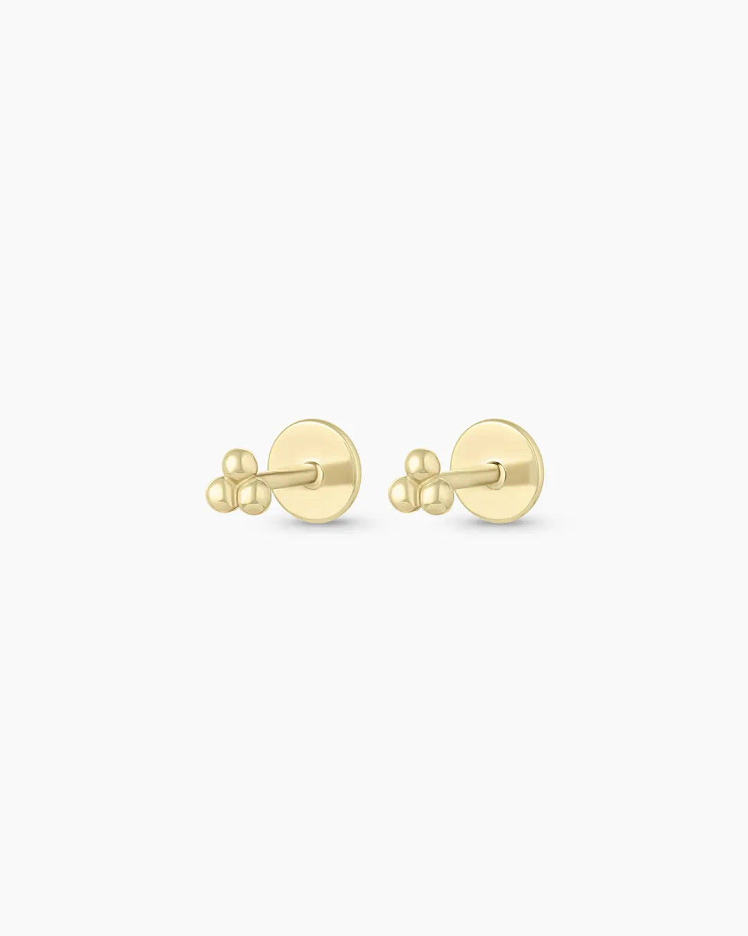 Trio Flat Back Studs in 14K Gold