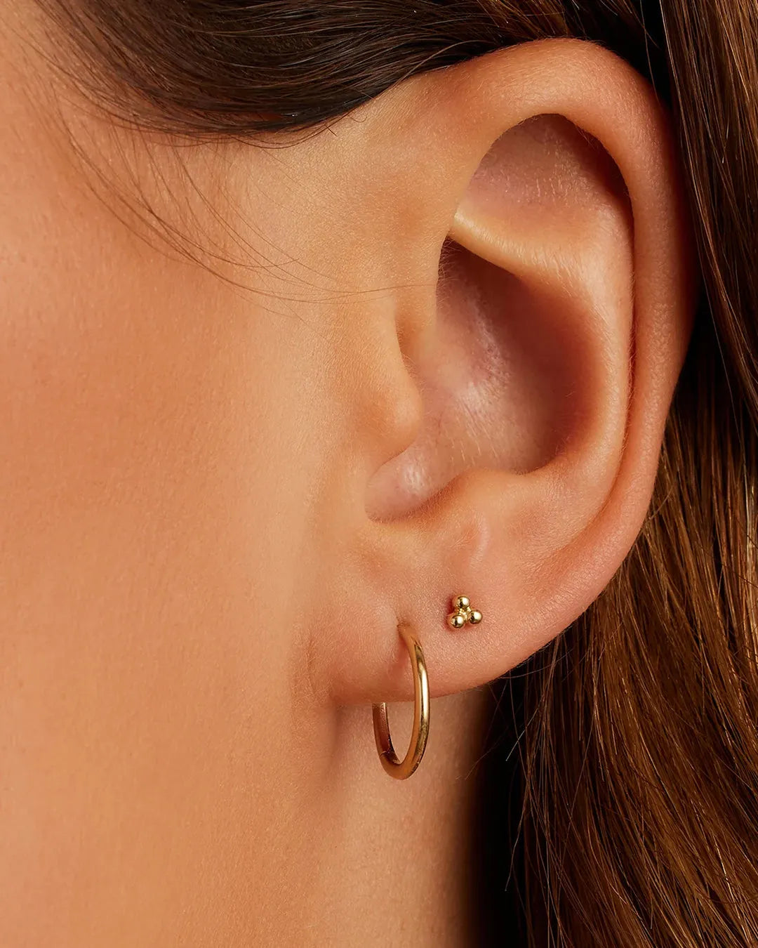 Trio Flat Back Studs in 14K Gold