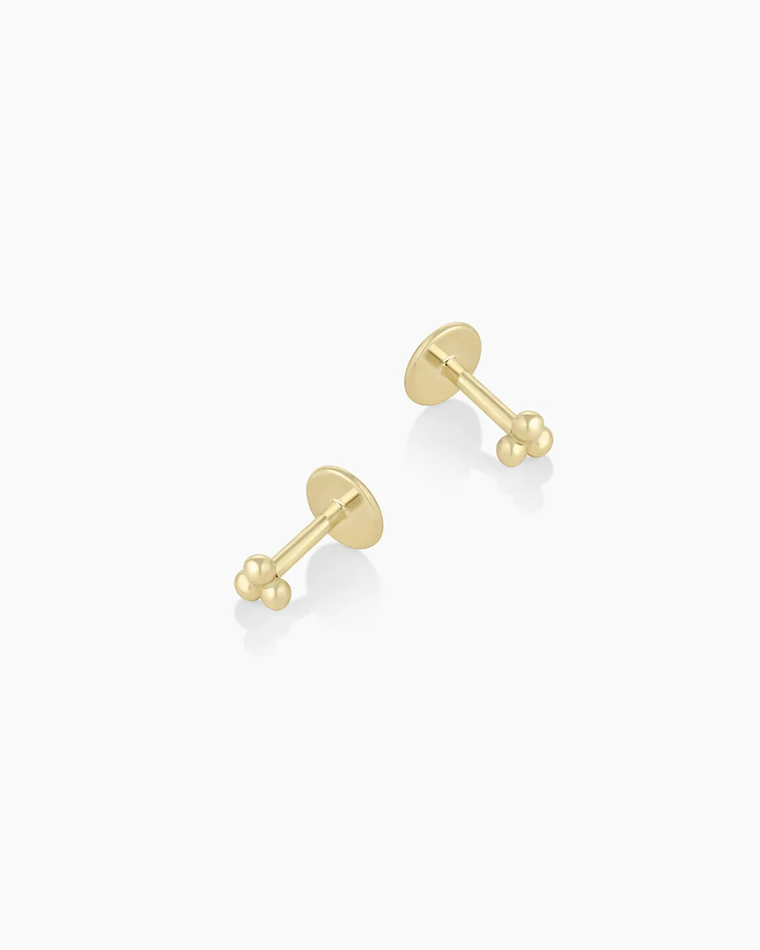 Trio Flat Back Studs in 14K Gold