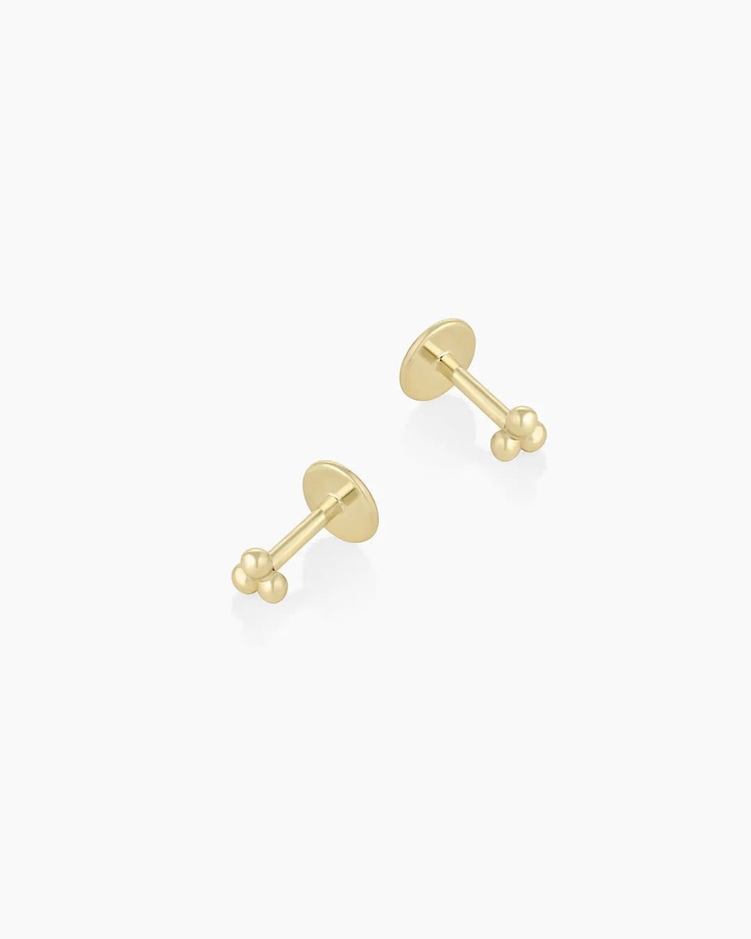 Trio Flat Back Studs in 14K Gold