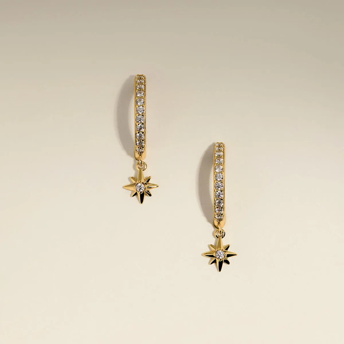 Twilight Star Pavé Hoop Earrings in Gold