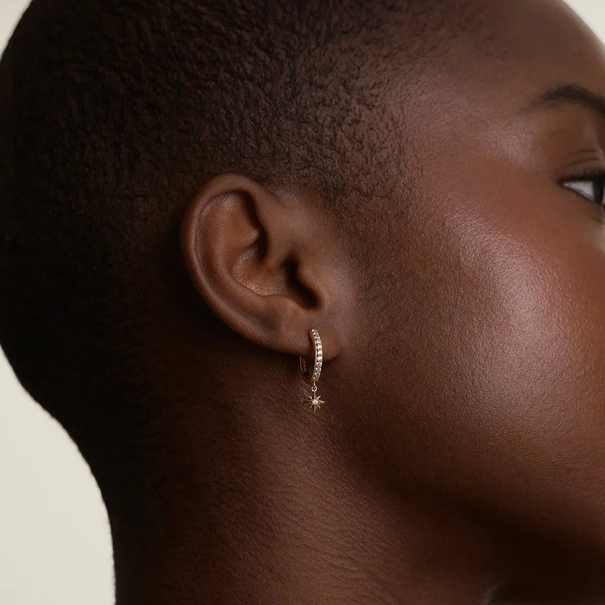 Twilight Star Pavé Hoop Earrings in Gold