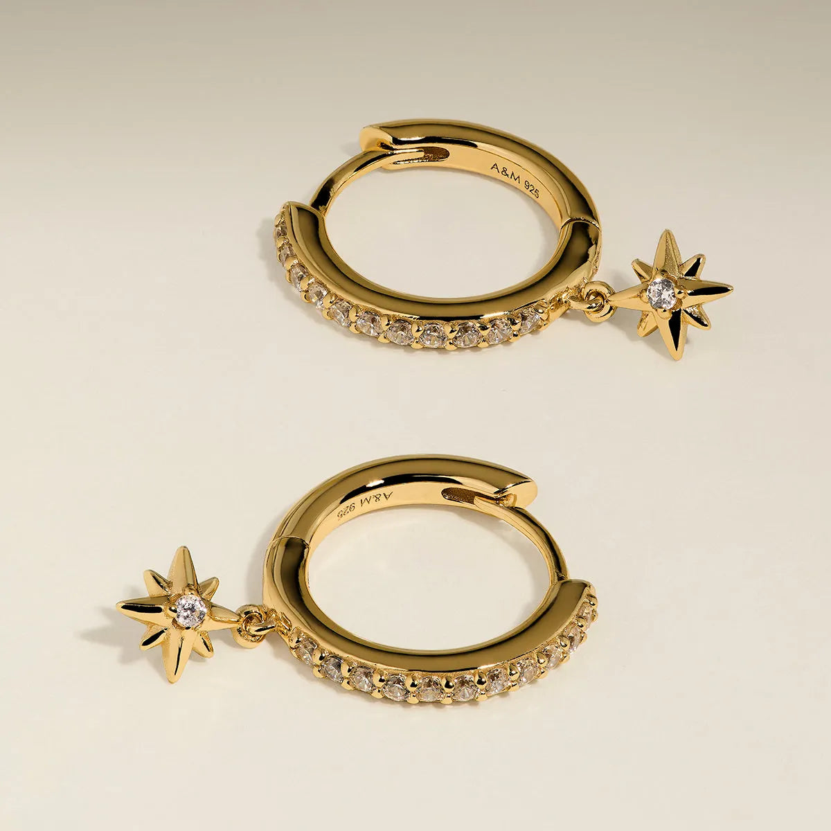 Twilight Star Pavé Hoop Earrings in Gold