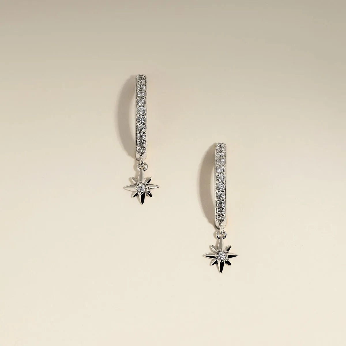 Twilight Star Pavé Hoops in Silver