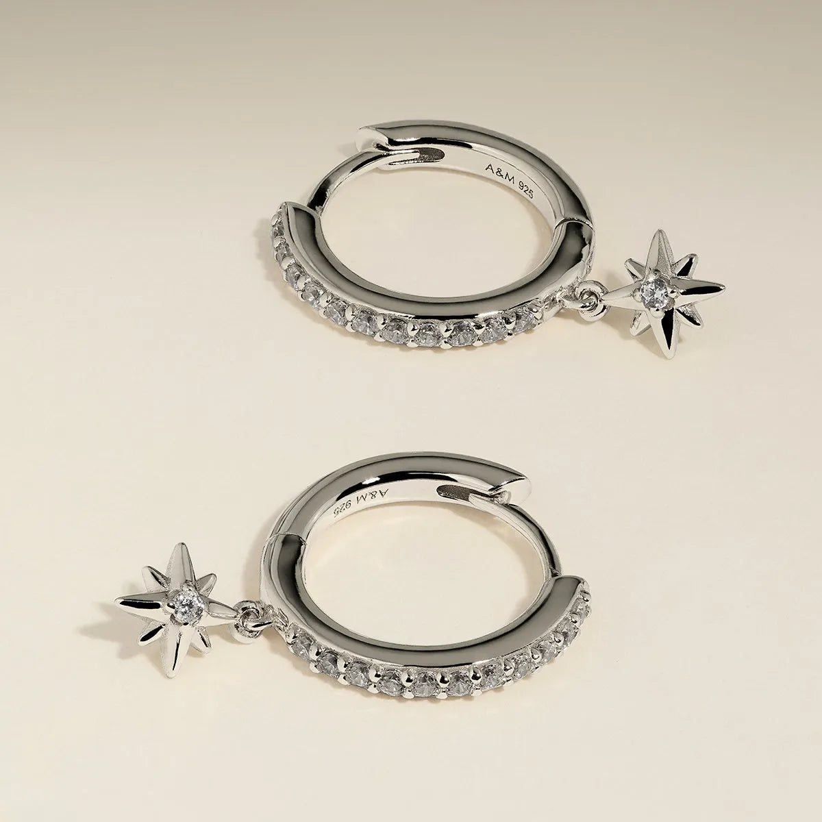 Twilight Star Pavé Hoops in Silver