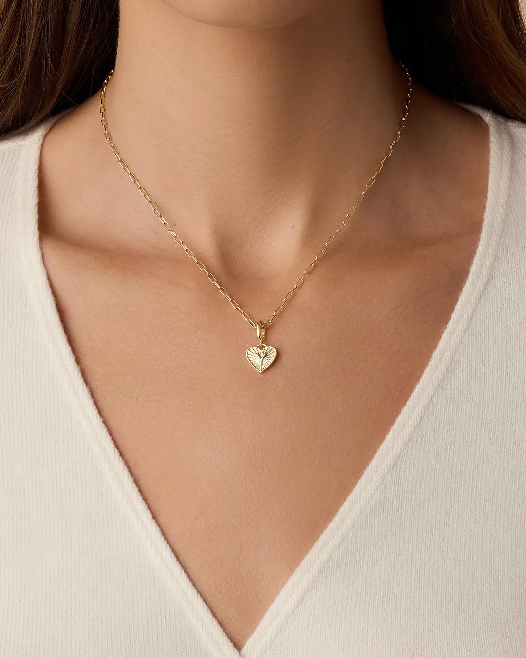 Vintage Heart Alphabet Charm in 18K Gold Plated
