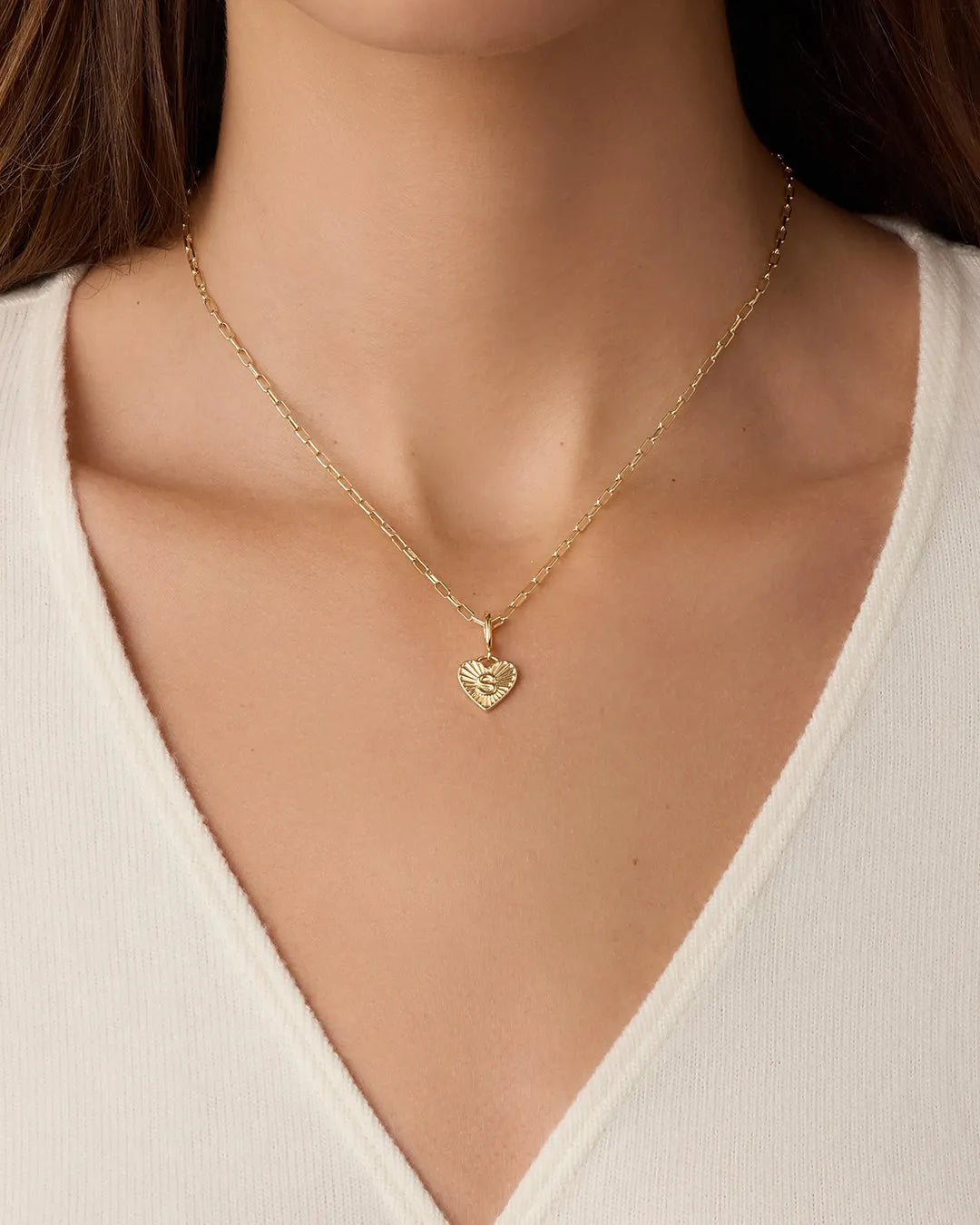 Vintage Heart Alphabet Charm in 18K Gold Plated