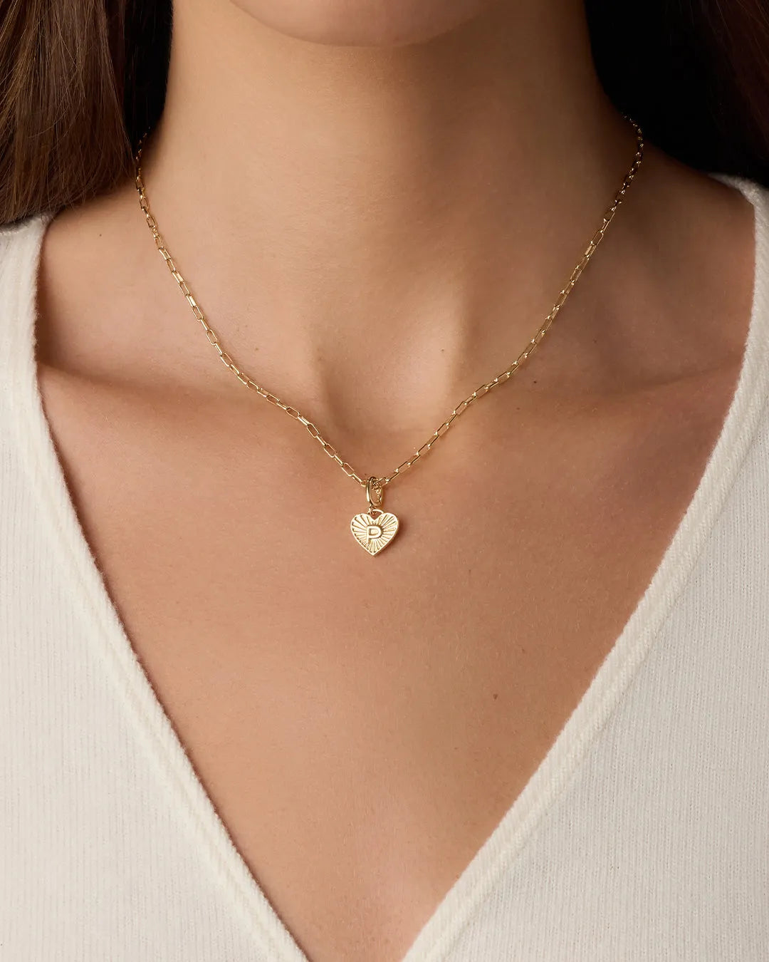Vintage Heart Alphabet Charm in 18K Gold Plated