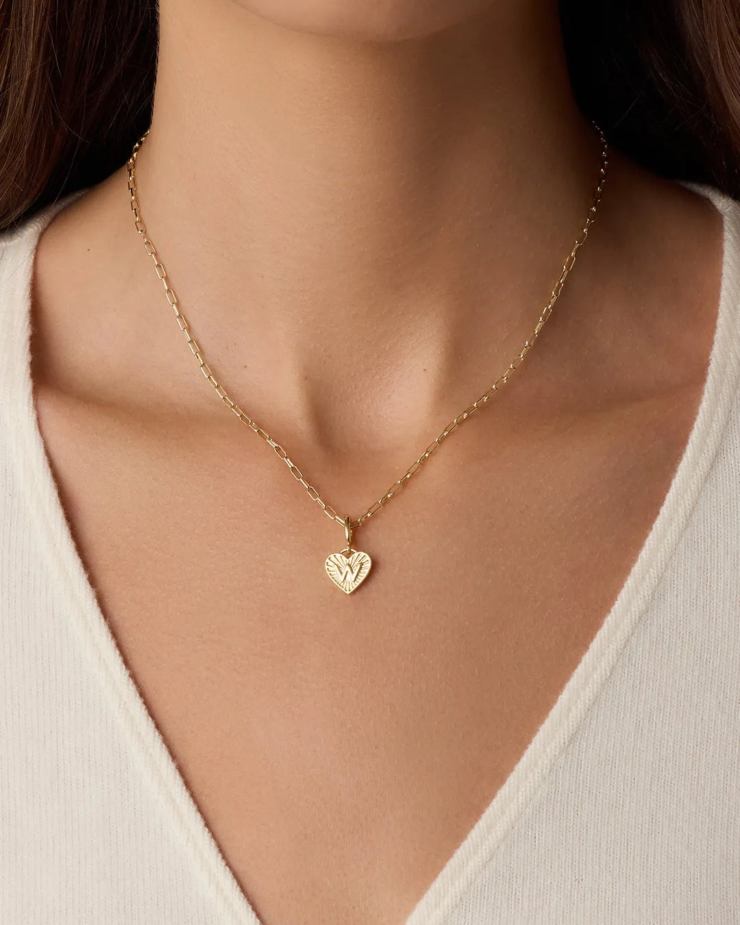 Vintage Heart Alphabet Charm in 18K Gold Plated