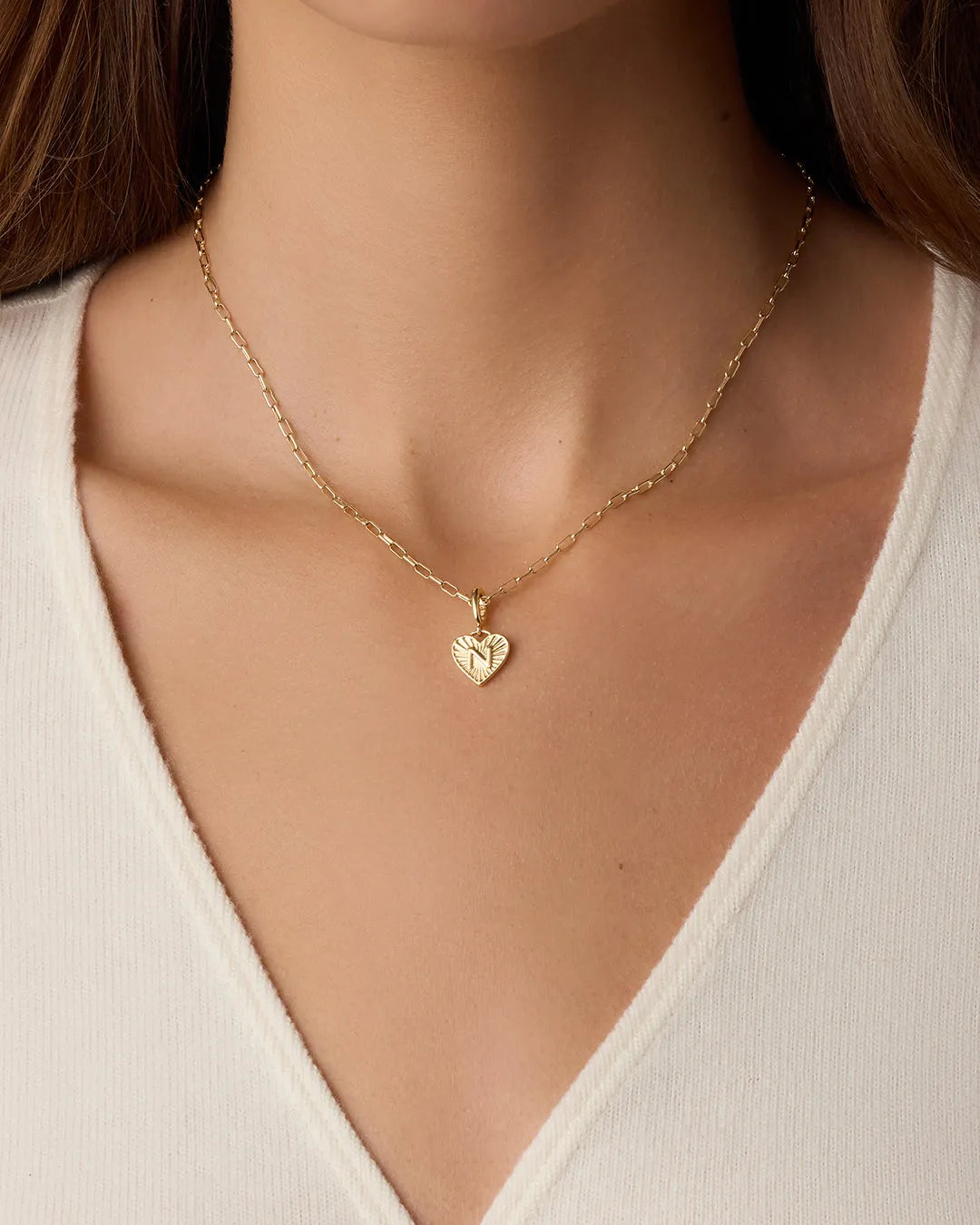 Vintage Heart Alphabet Charm in 18K Gold Plated