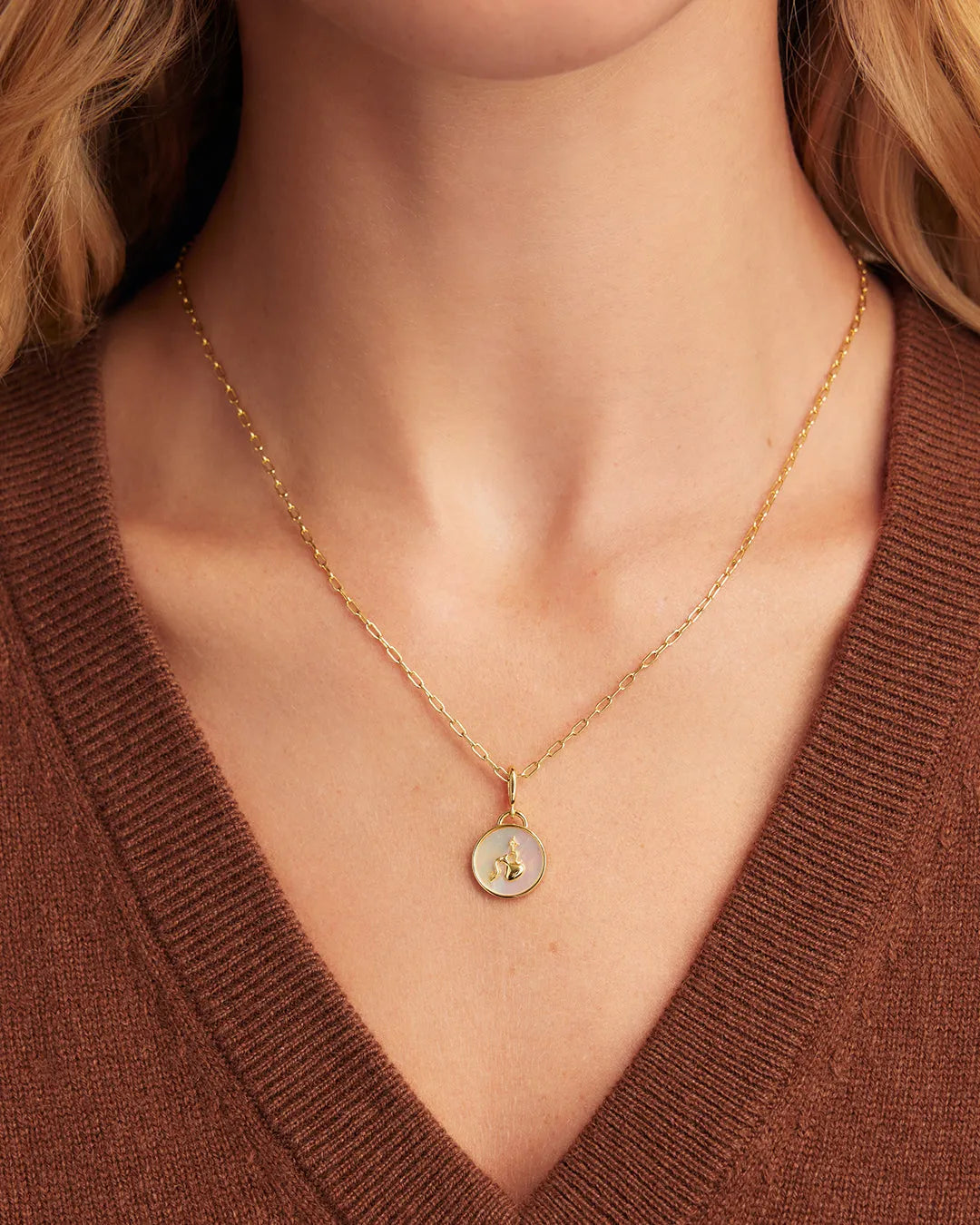 Vintage Zodiac Charm Necklace in 18K Gold Plated