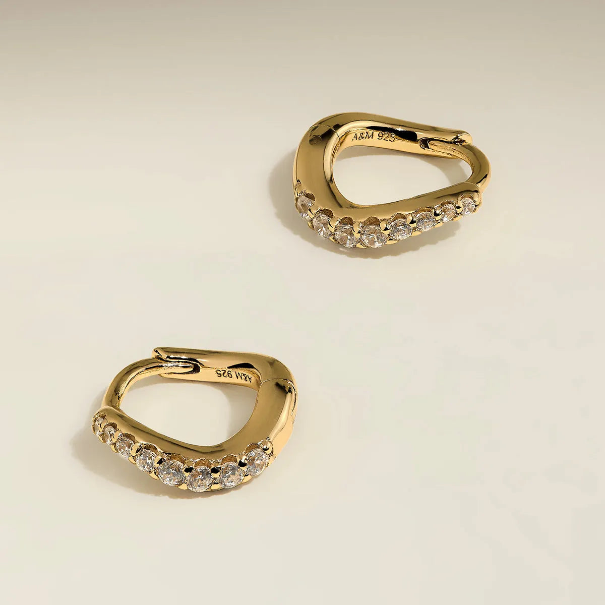 Wave Crystal Huggies in Gold