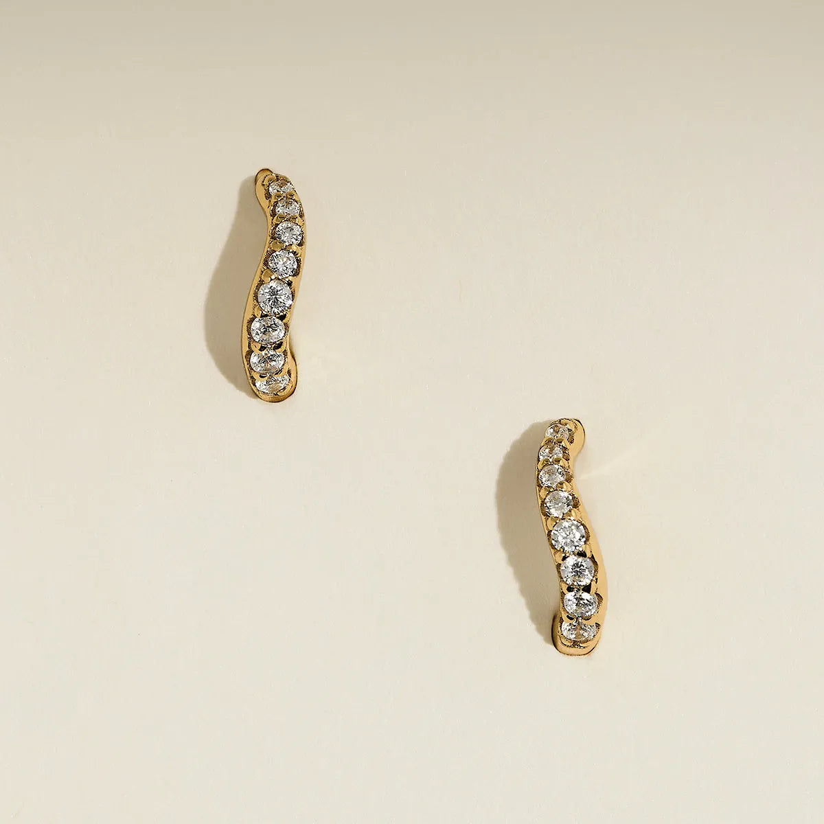 Wave Crystal Huggies in Gold
