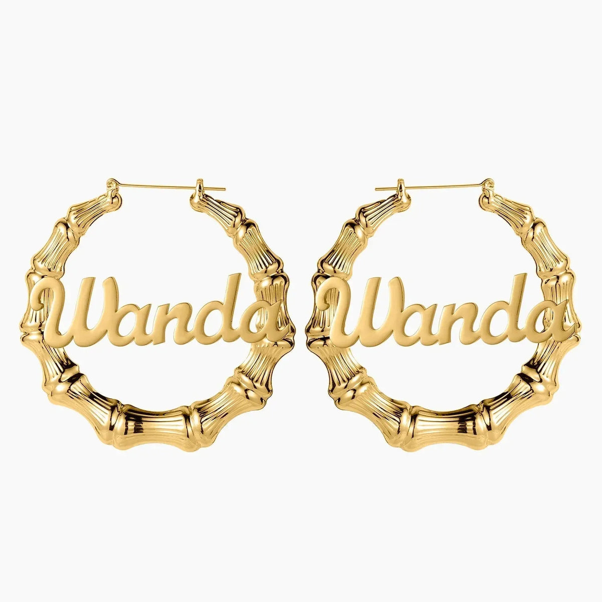 Women's Bamboo Name Hoop Earrings