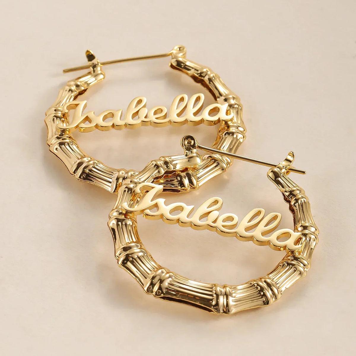 Women's Bamboo Name Hoop Earrings