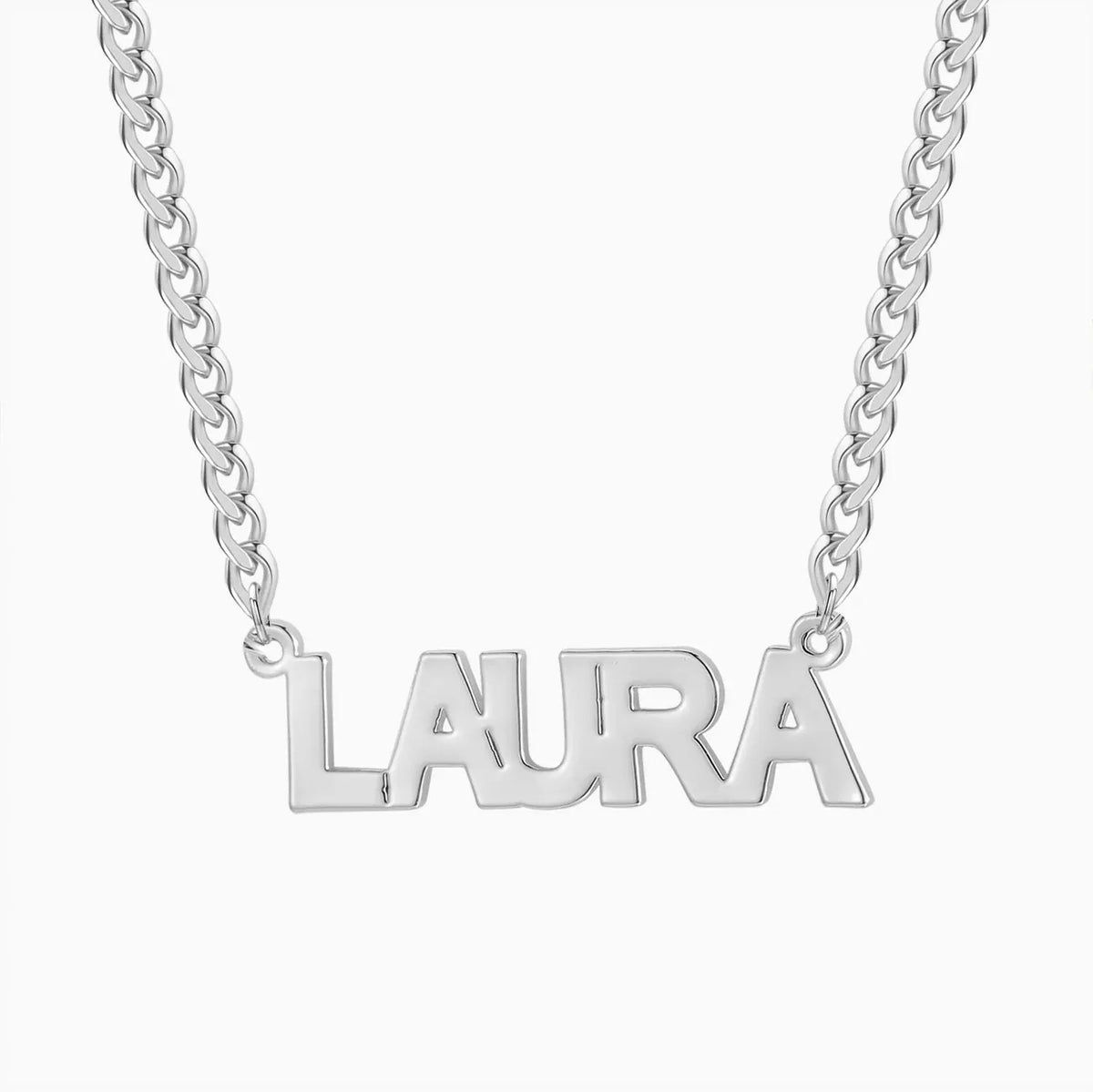 Women's Block Name Cuban Chain Necklace