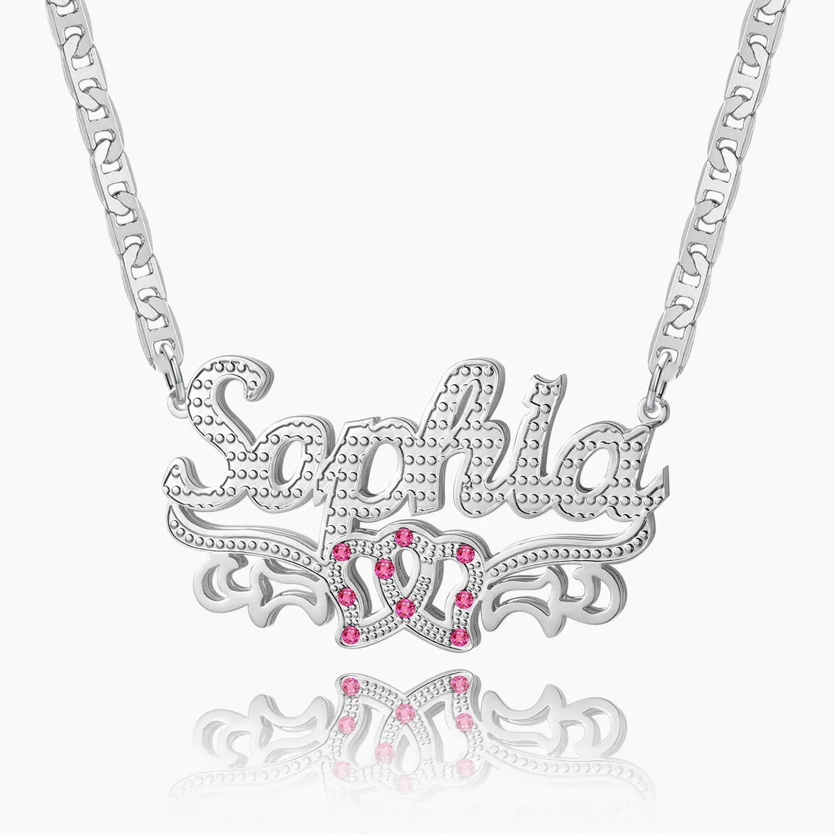 Women's Double Plated Double Heart Name Necklace