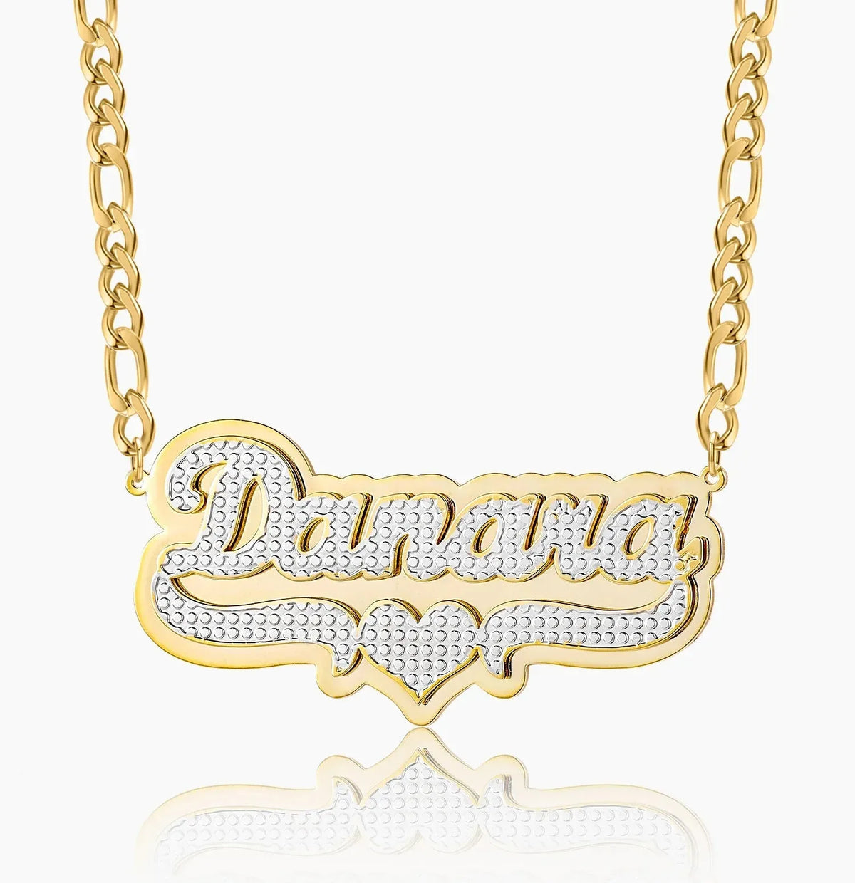 Women's Double Plated Pop Out Heart Name Necklace