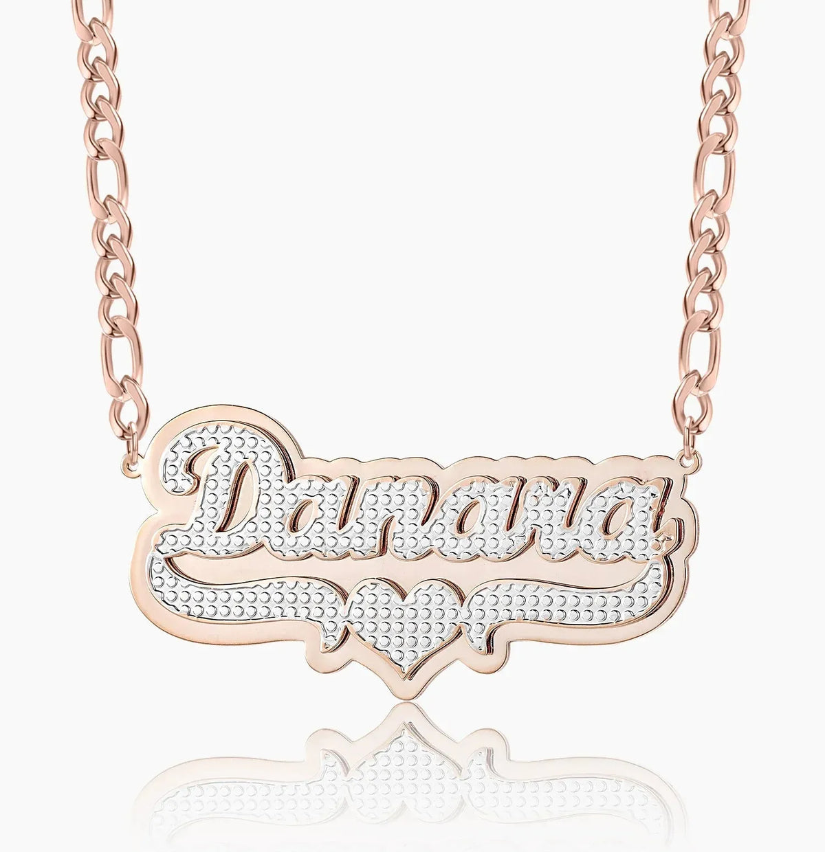 Women's Double Plated Pop Out Heart Name Necklace