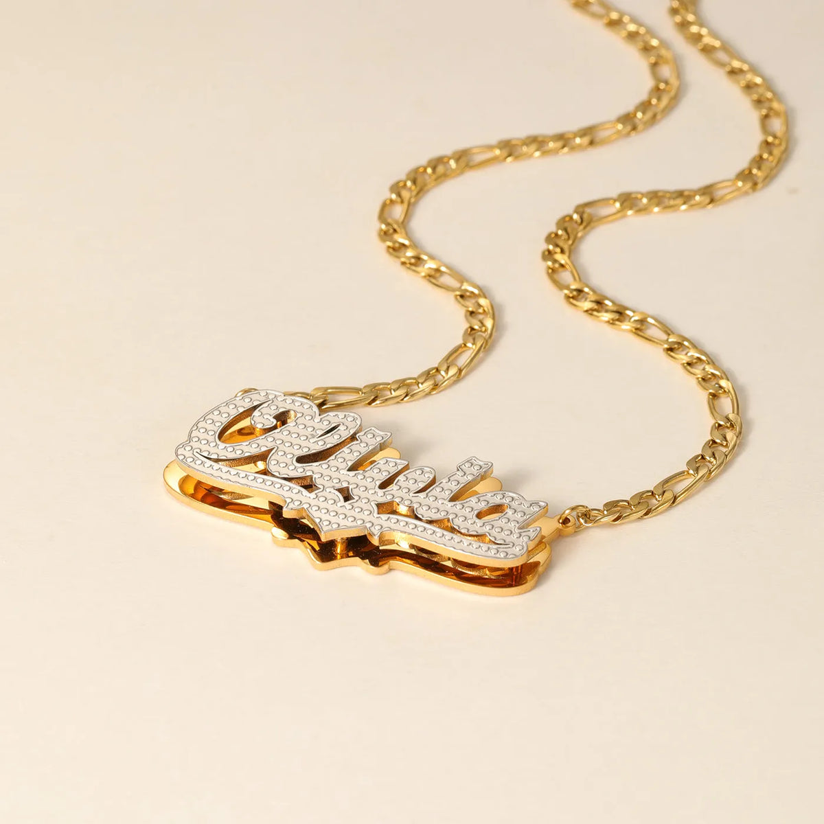 Women's Double Plated Pop Out Heart Name Necklace