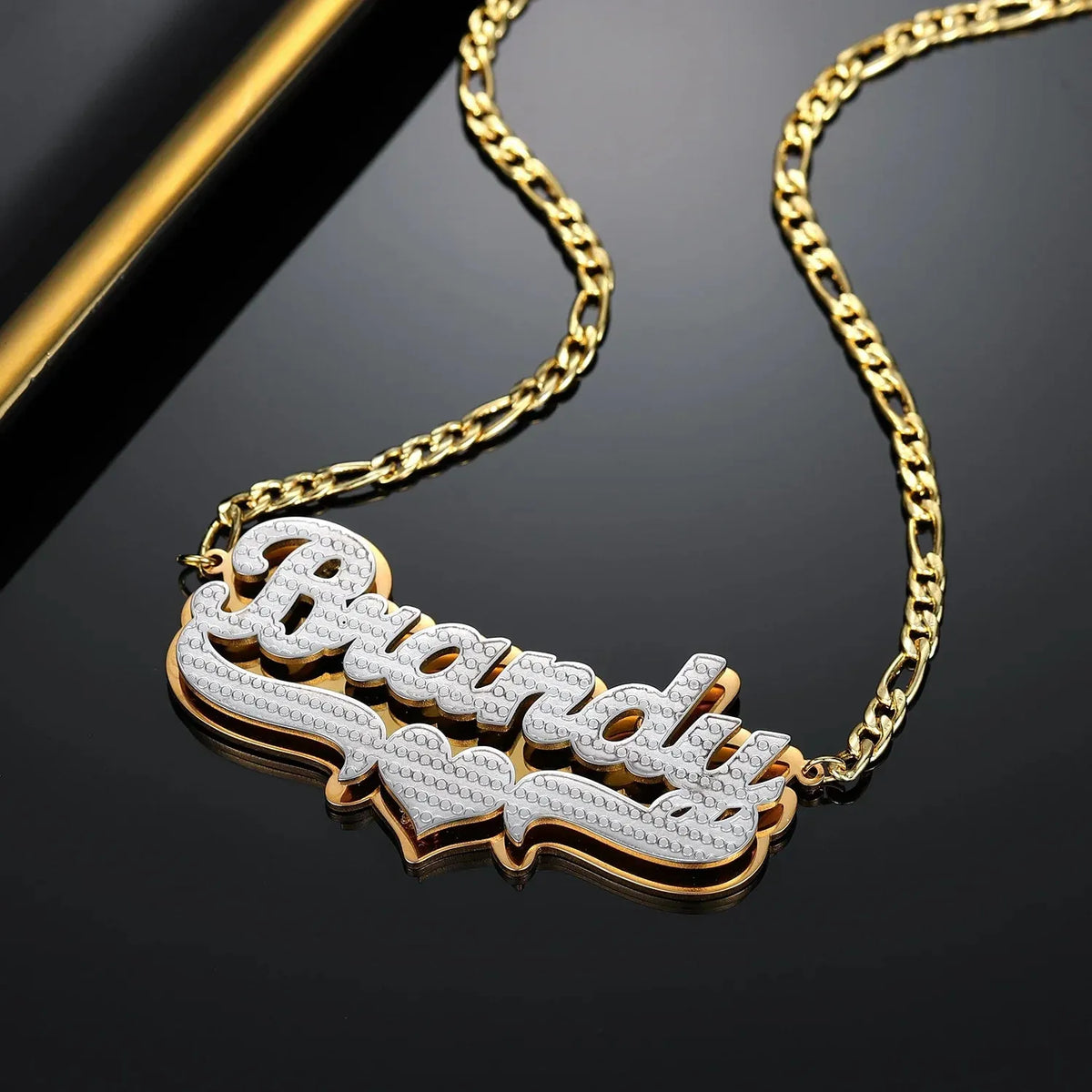 Women's Double Plated Pop Out Heart Name Necklace
