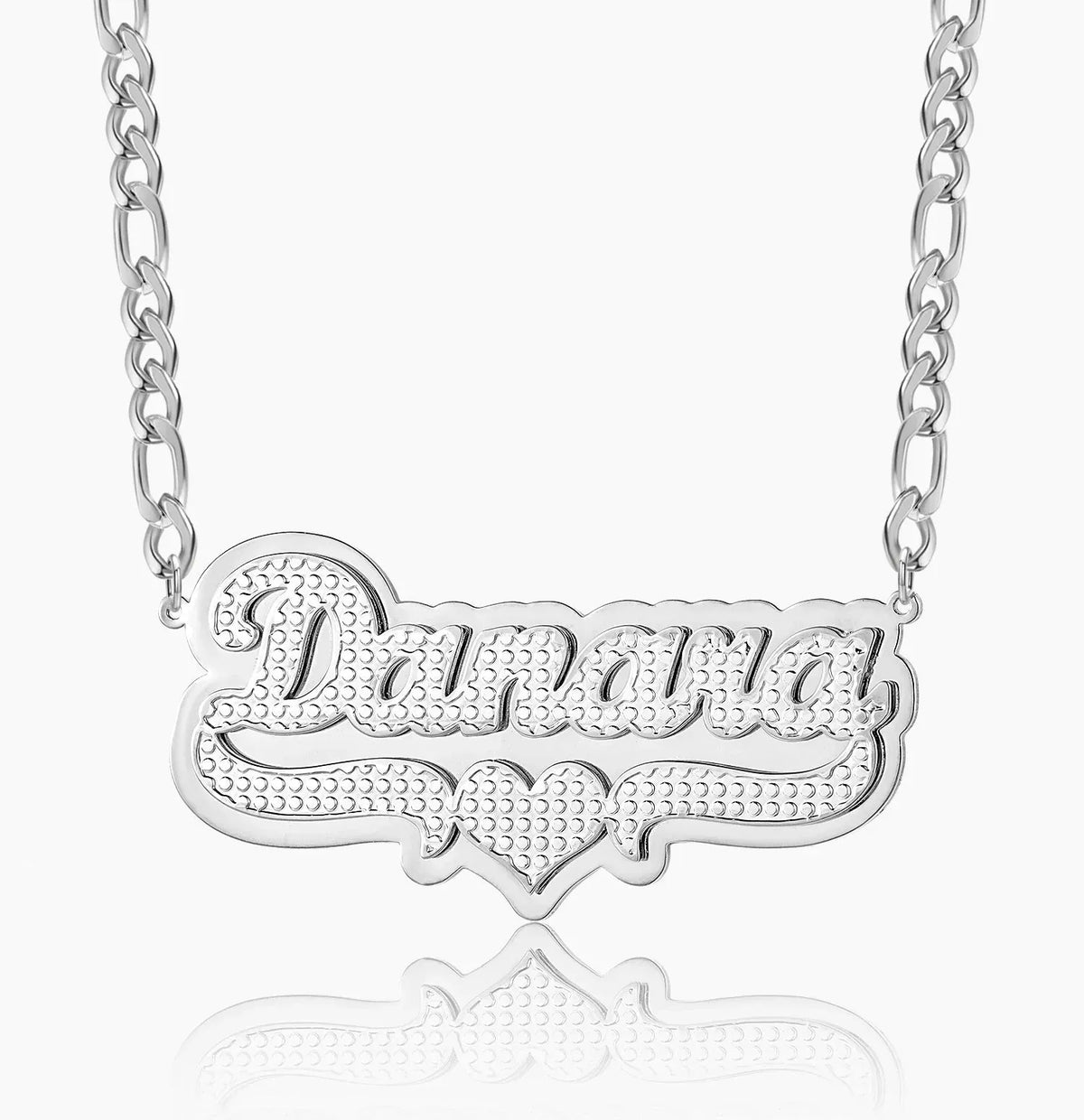Women's Double Plated Pop Out Heart Name Necklace
