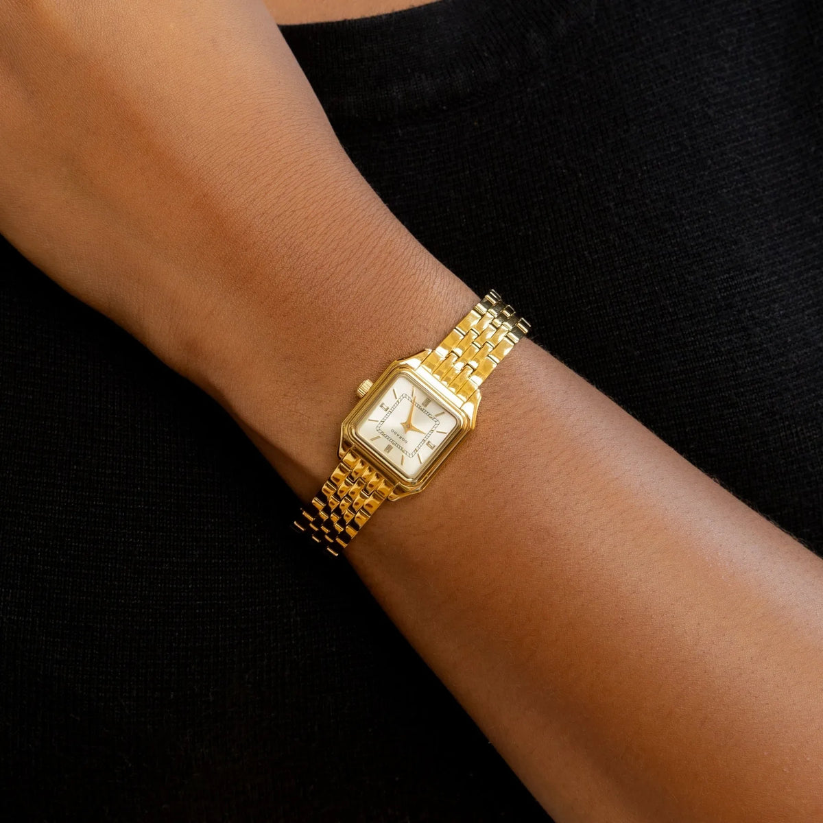 Women's Gold Satin Square Watch
