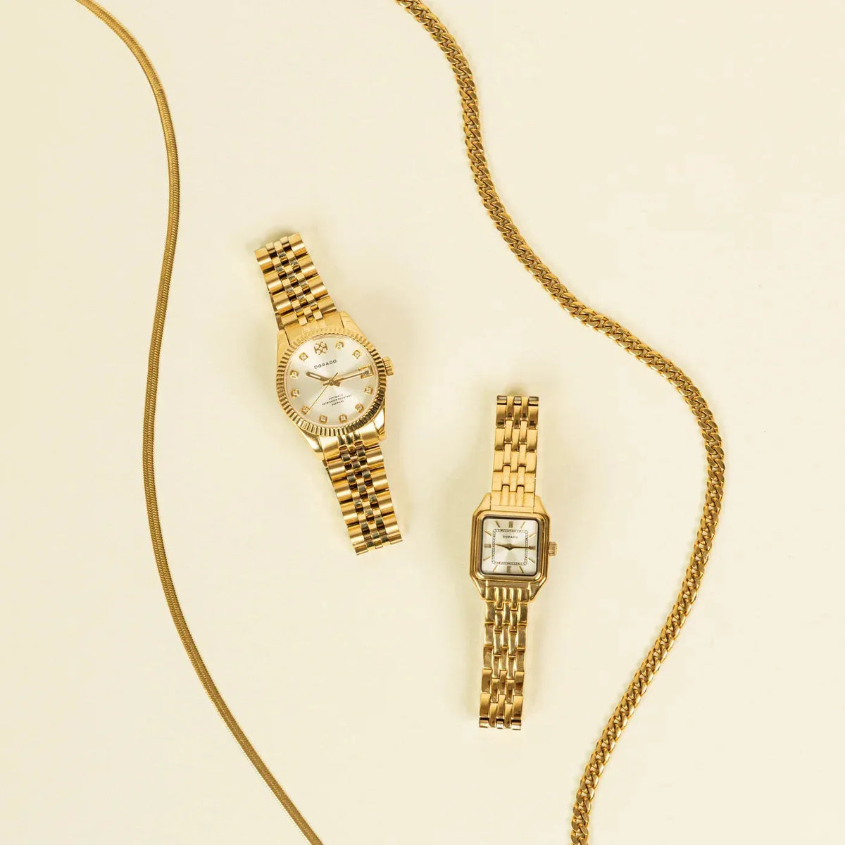 Women's Gold Satin Square Watch