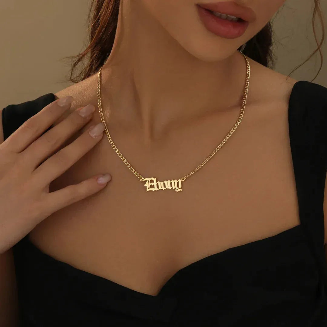 Women's Gothic Name Cuban Chain Necklace