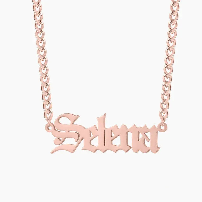 Women's Gothic Name Cuban Chain Necklace