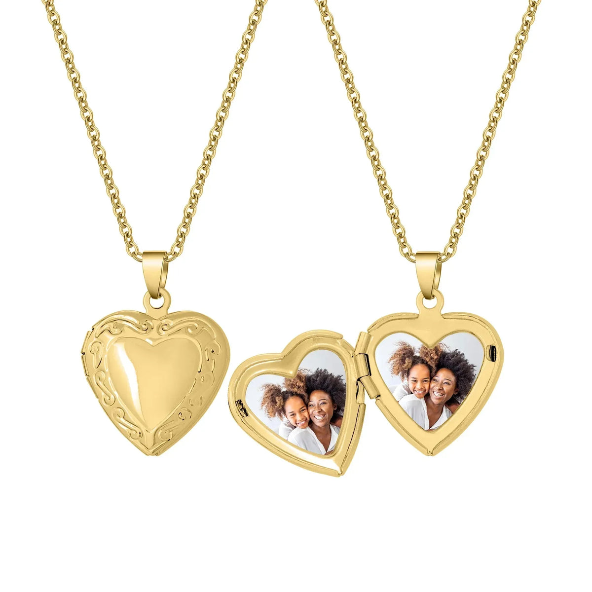 Women's Heart Locket Photo Pendant Necklace
