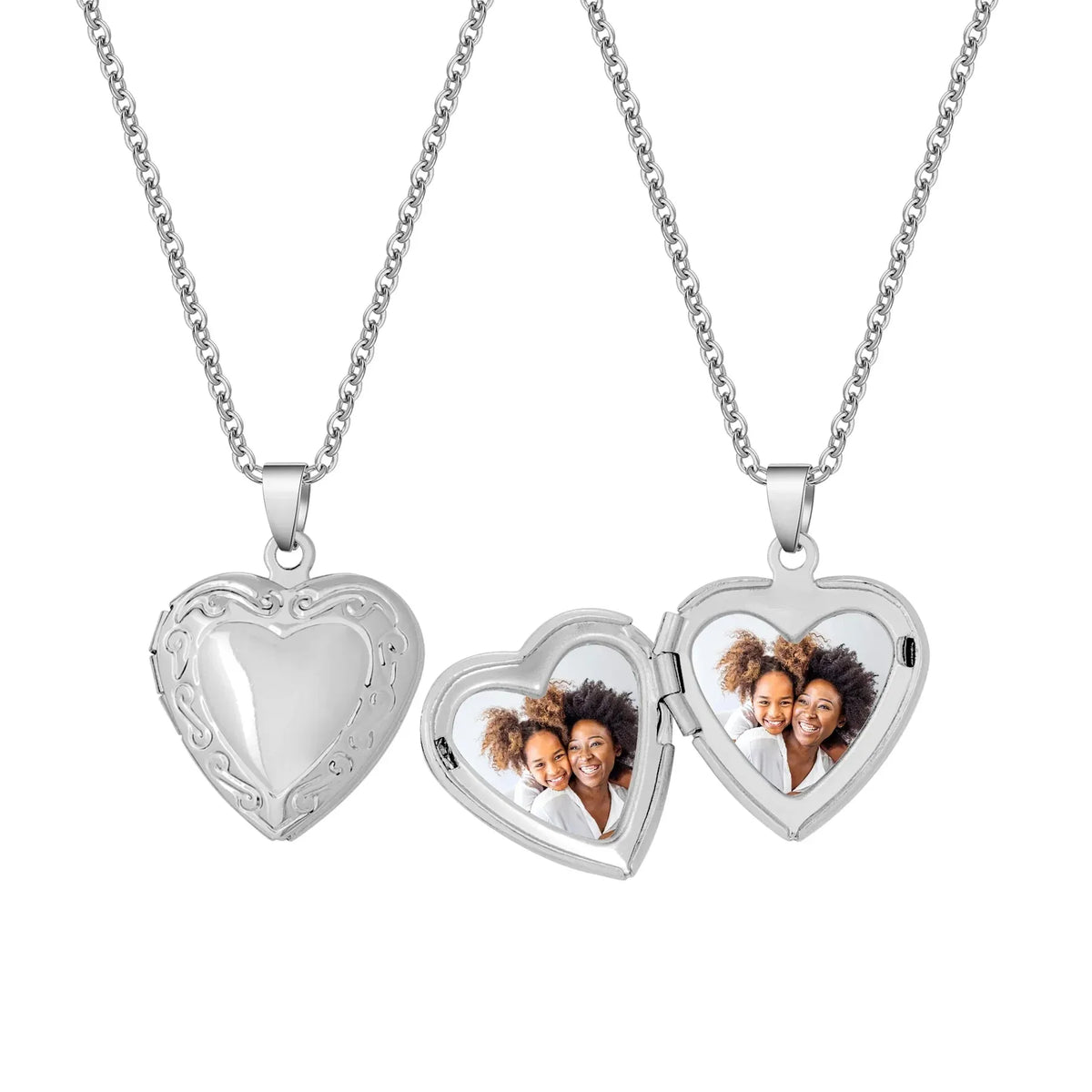 Women's Heart Locket Photo Pendant Necklace