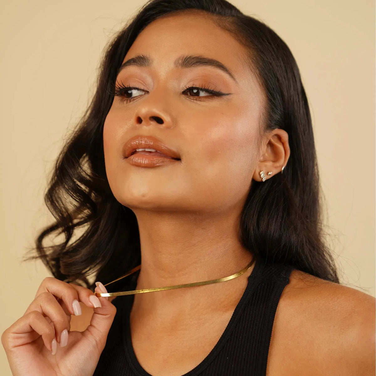 Women's Herringbone Chain Necklace 0.12 in