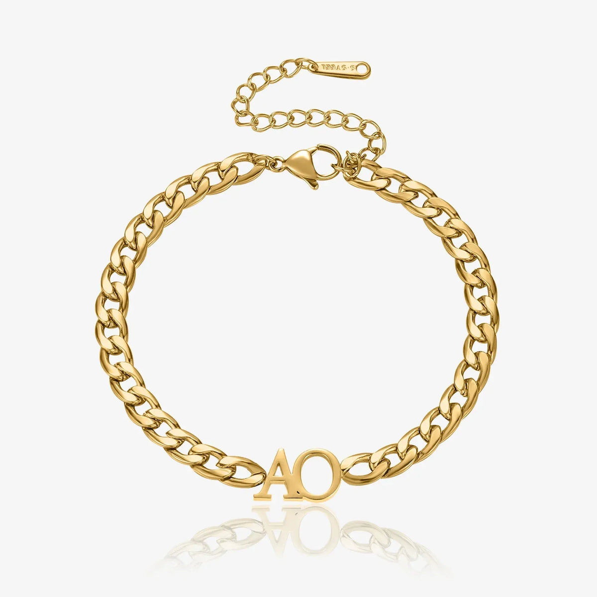 Women's Initials Bracelet with XL Cuban Chain