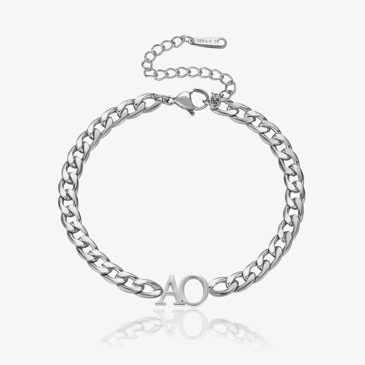 Women's Initials Bracelet with XL Cuban Chain