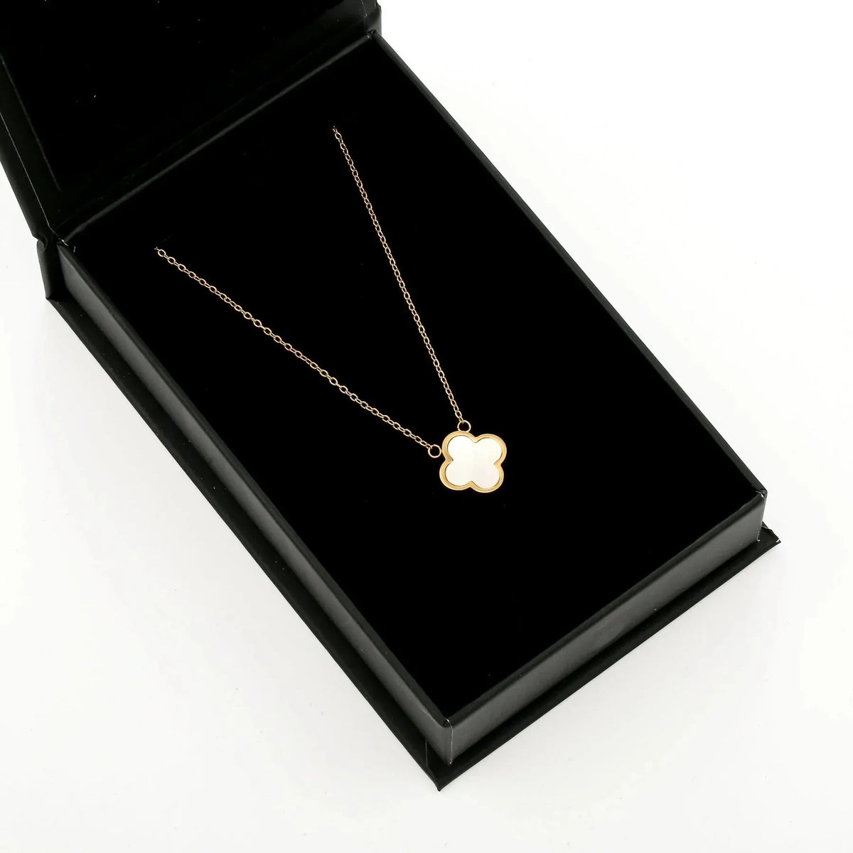 Women's Pearl Encrusted Clover Pendant Necklace