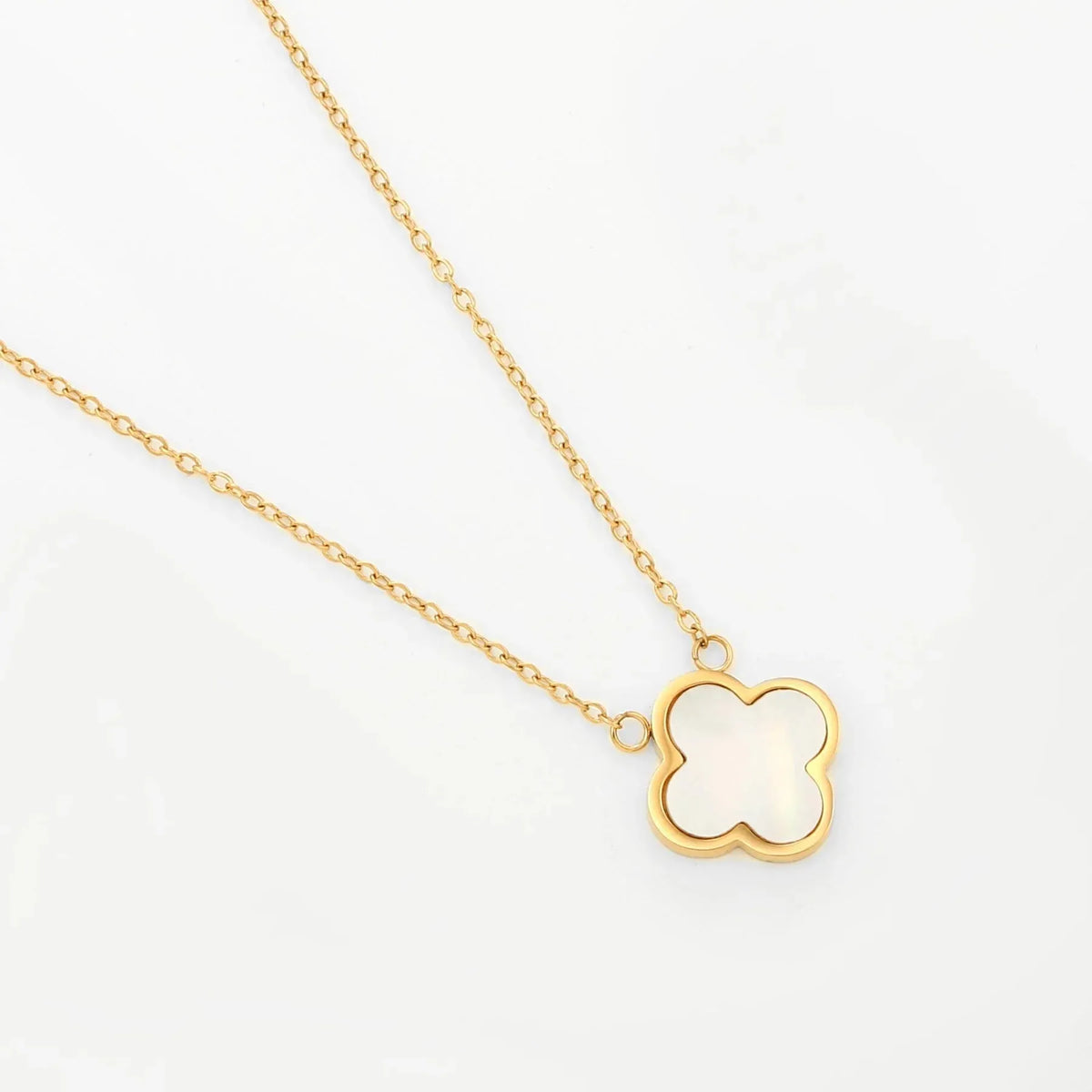 Women's Pearl Encrusted Clover Pendant Necklace