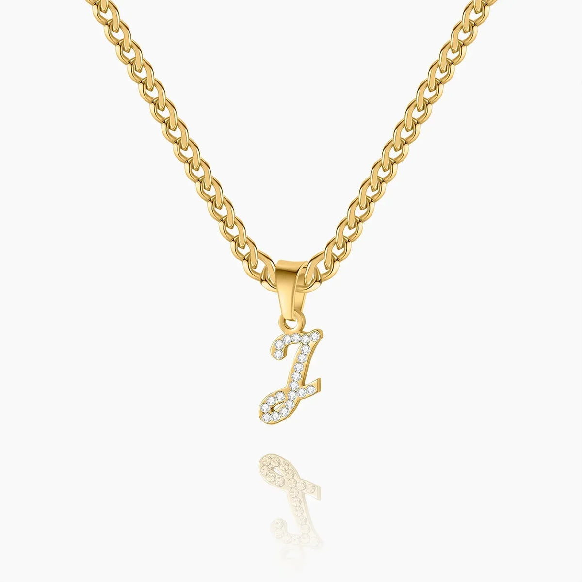 Women's Script Iced Letter Necklace