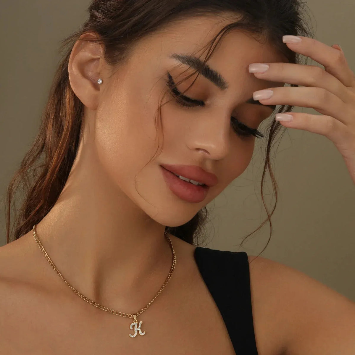 Women's Script Iced Letter Necklace