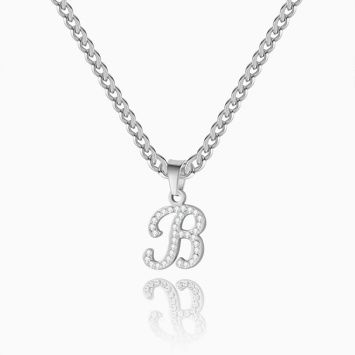 Women's Script Iced Letter Necklace