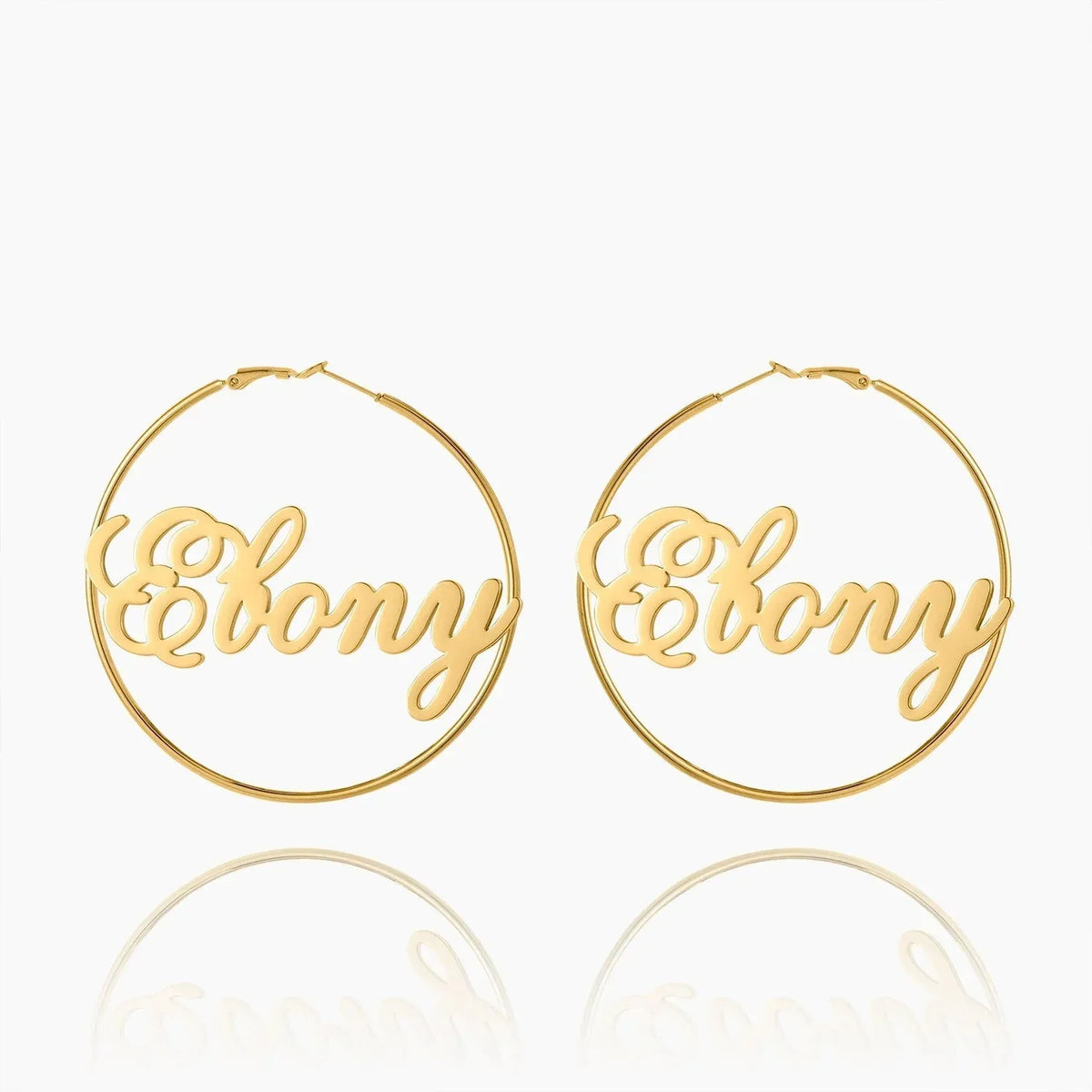 Women's Script Name Hoop Earrings
