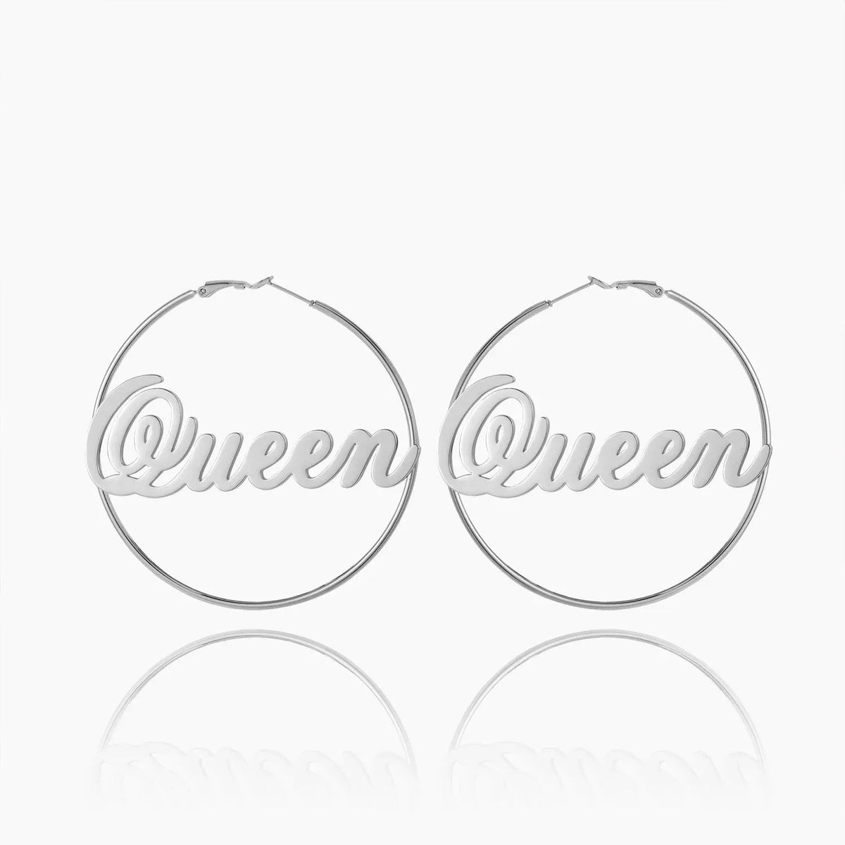 Women's Script Name Hoop Earrings