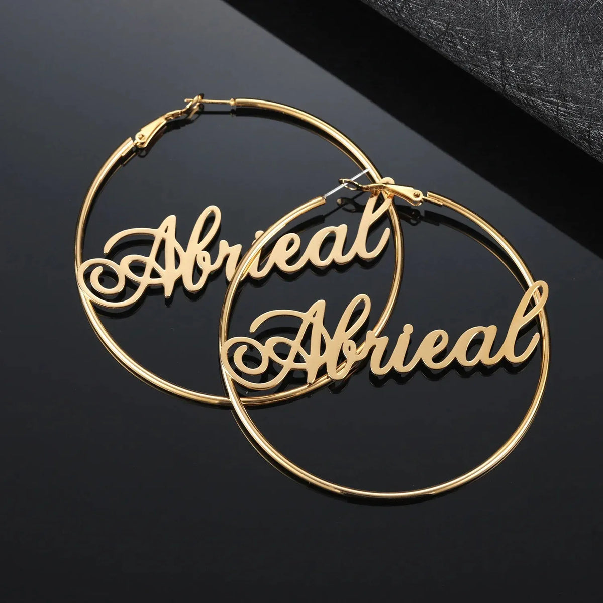 Women's Script Name Hoop Earrings