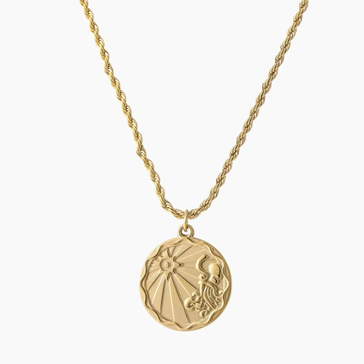 Zodiac Coin Rope Chain Necklace