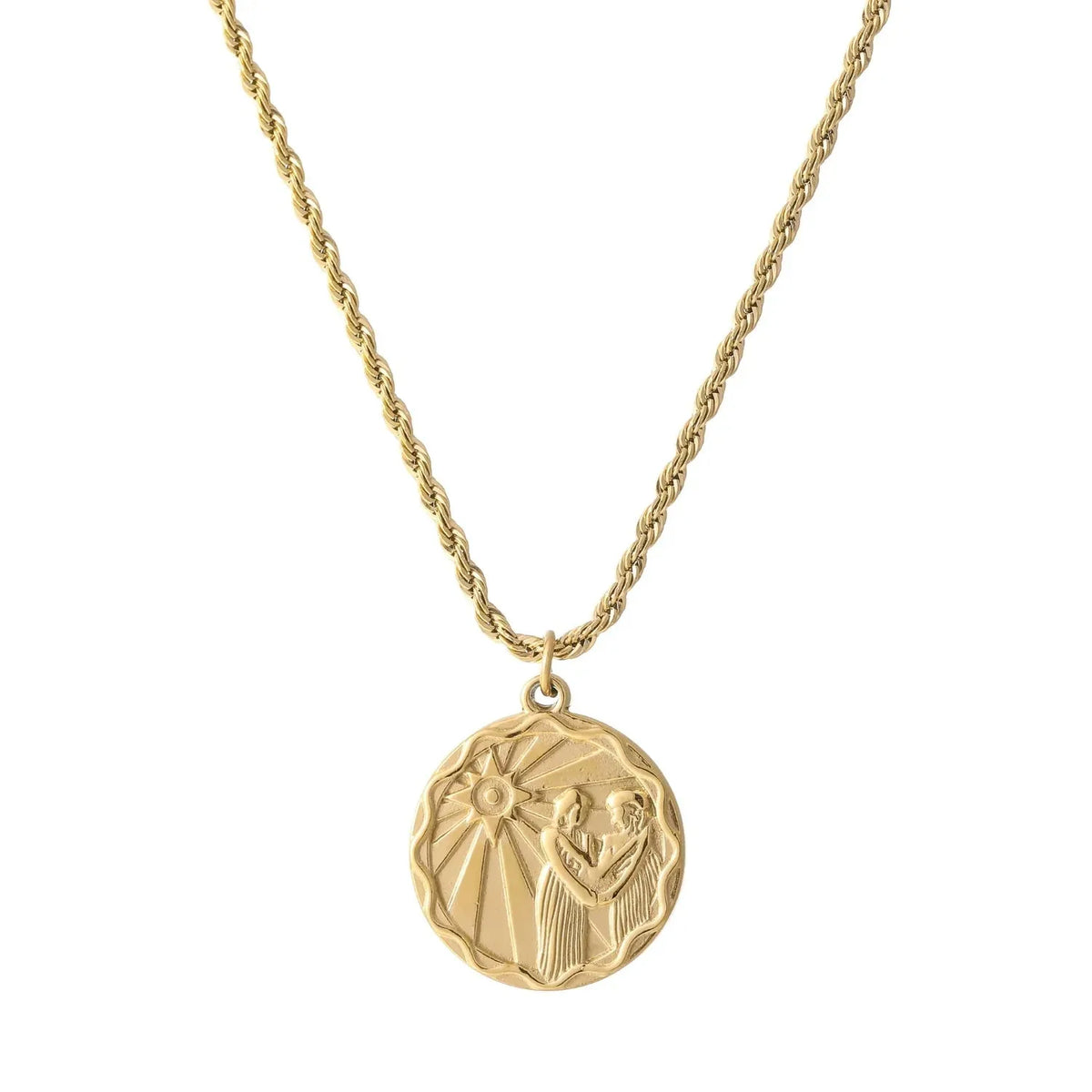 Zodiac Coin Rope Chain Necklace